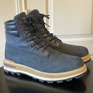 Moncler Peka Navy Leather Men's Boots Size 12